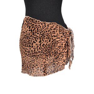 NWT | Sports Illustrated Leopard Mesh Sarong Wrap | Lettuce Edge | Size Medium